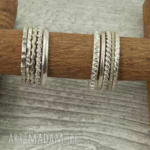 pierścionki - obrączki ze srebra, ręcznie piłowane wzory