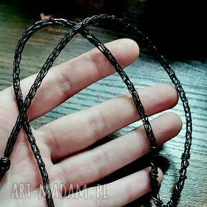 męska łańcuszek zamówiony, miedź oksydowana viking knit łańcuch z miedzi wire