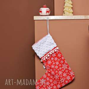 handmade pomysł na upominki na święta skarpeta na prezenty czerwona skarpeta świąteczna