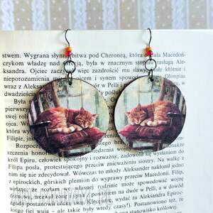 kolczyki wiszące - kocie dobranoc koty, kociara nastolatki niej