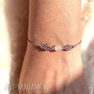 super pełnia kryształ górski w makramie bransoletka regulowana pleciona mikro