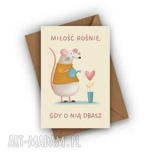 kartka miłosna - miłość rośnie, gdy o nią dbasz, walentynki, prezent