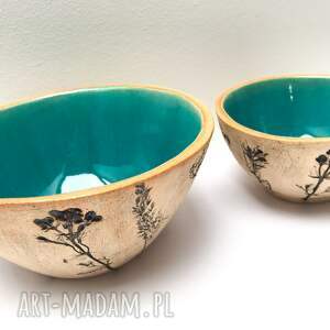 handmade ceramika zestaw 2 roślinnych misek
