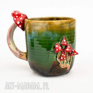 azulhorse handmade kubek z muchomorkiem zielone poszycie ok 500ml