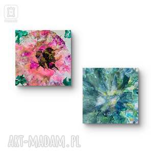 kompozycja wiosenna, akryl na płótnie, obraz krajobraz kwiat