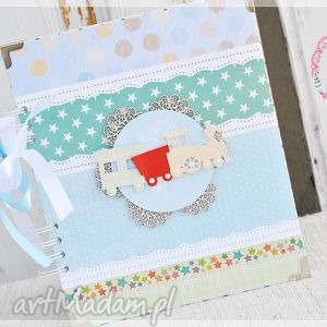 handmade scrapbooking albumy album dziecięcy z pociągiem