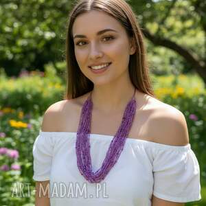 Naszyjnik Multi Strand „Fioletowa Kaskada” - Wielowarstwowy Blask