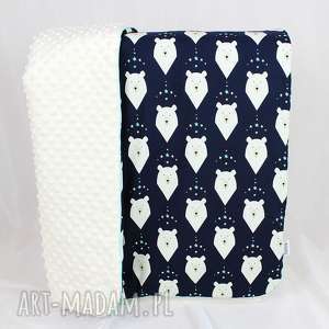 kocyk minky 100x75 misie granat - NuvaArt dla dziecka pokoik