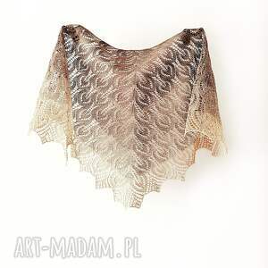 bawełniana chusta z motywem liści ręcznie robiona ażurowa chusta
