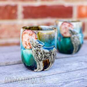Prezent Handmade kubek ceramiczny z wilkiem | duży | Leśne poszycie