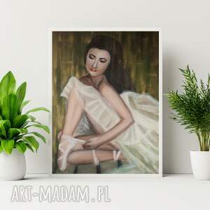 wydruk balerina gold 2, abstrakcyjny portret dekoracje, kobieta, obraz do salonu