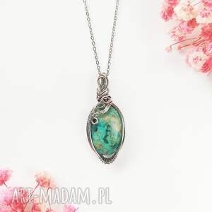 Prezent Naszyjnik Chryzokola stal chirurgiczna wisiorek handmade