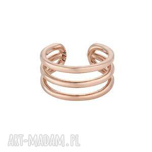 Potrójna z różowego złota, kolczyki, pozłacane, nausznica