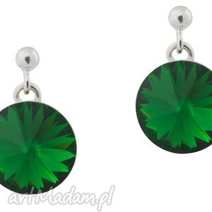 szmaragdowe ciemnozielone kolczyki rivoli dark moss green swarovski® elements