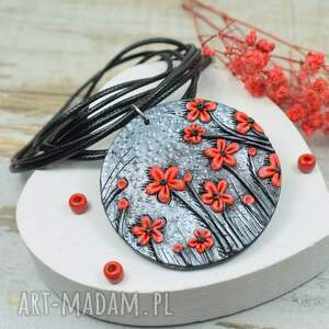 handmade wisiorki wisior "czerwone kwiaty"