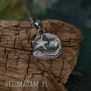 Wisior z lisem ze srebra próby 925, biżuteria ze zwierzętami