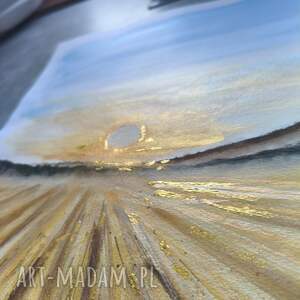 Złoto akwarele 30x42 słońce morze zachód szlagmetal folia Golden Sun