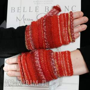 hand-made rękawiczki mitenki w czerwieni