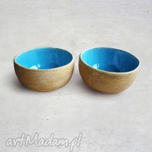 ręcznie wykonane ceramika dwie miseczki turkusowe