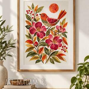 Ptaszek 50x70 cm - akwarelowy plakat do wnętrza