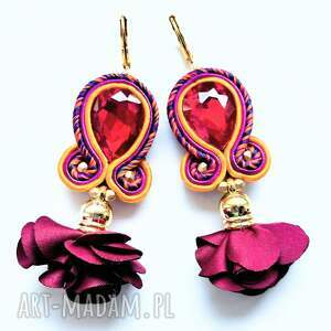 Red Hot Flowers kolczyki sutaszowe, sutasz