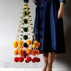 Pająk ludowy, pompony, ze slomy