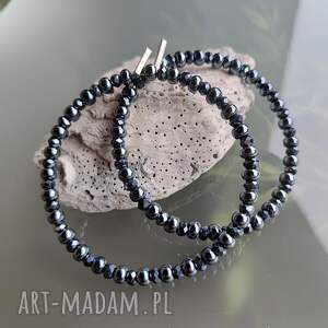 kolczyki koła kryształki hematyt koralików, kolorowa bizuteria