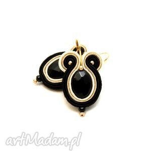 kolczyki sutasz z onyksami sznurek, onyx, eleganckie, kolorowe soutache