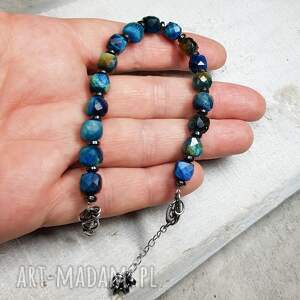 bransoleta tygrysie oko bs10, bransoletka niebieska, rękodzieło