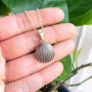 uszelka srebrny, naszyjnik muszelka