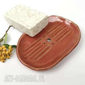 handmade ceramika ceramiczna mydelniczka ręcznie robiona "red"