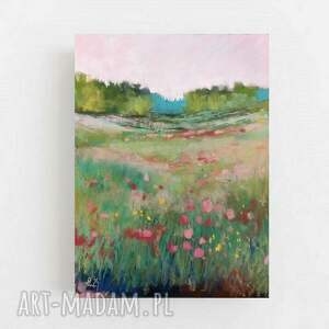łąka - praca formatu 24/18 cm, pastele, rysunek