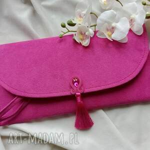 kopertówka fuksja róż, torebka do ręki na wesele komunię ślub, różowa torebka