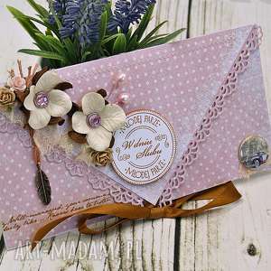 scrapbooking kartki kopertówka ślubna - maliny z czekoladą, kartka, prezent