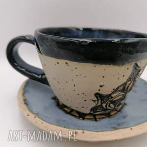 mini komplet mandala w błękicie 1, ceramika rękodzieło filiżanka z gliny