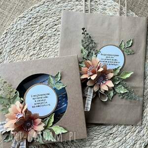 Ręcznie robiona kartka na emeryturę w pudełku z torebką - scrapbooking