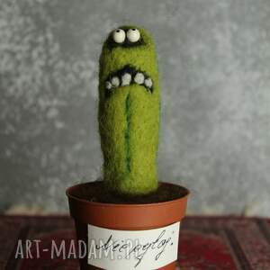kaktus, wełna, filcowanie, dekoracja, prezent