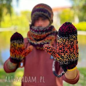 Męskie rękawiczki MERINO 50%- Ciemna jesień”