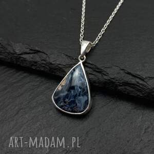 migotliwy blask, pietersyt, naszyjnik srebrny, wisior srebrny łezka, srebro 925