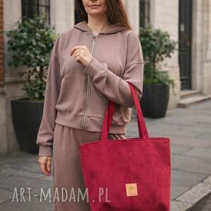 Zamszowa duża torba shopper Czerwona, shopperka