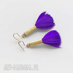 piórko kolczyki mosiądz, zmatowione