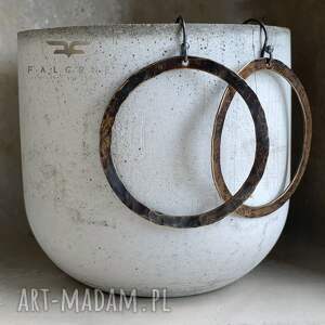 Koła Rustic, kolczyki z mosiądzu, srebrne bigle