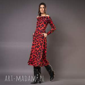 sukienka z odsłoniętymi ramionami - sandra solar tropic efektowna, oryginalna