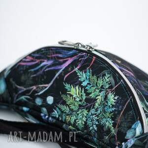 czarna nerka damska botaniczny wzór saszetka z paprocią leśne cienie