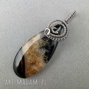 Fenya - wisiorek z agatem i oksydowanym srebrem (wire wrapping)