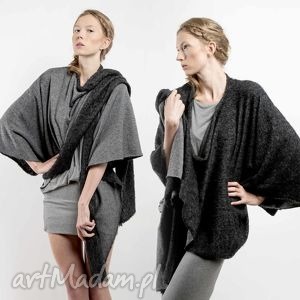 handmade poncho poncho black knit bluza melanż płaszcz