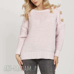 handmade swetry bawełniany sweter - swe223 pastelowy róż mkm