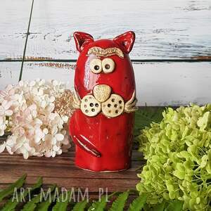 handmade ceramika czerwony kot
