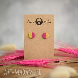 kolczyki dots half - różowo zielone modeliny