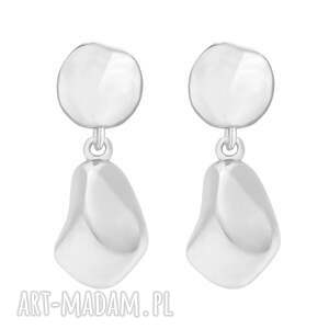 Srebrne kolczyki z nieregularną zawieszką, srebro, sztyfty